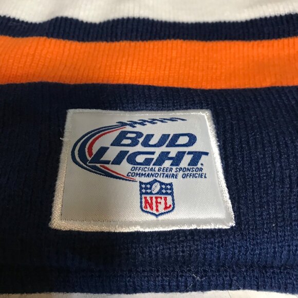 Bud Light NFL Denver Broncos Striped Beanie With Pom One Size Acrylic - Picture 3 of 4